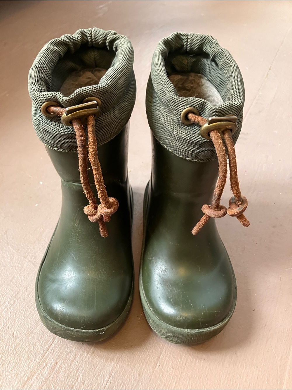Bisgaard toddler wool-lined rubber boots in olive green
